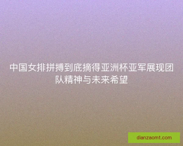 中国女排拼搏到底摘得亚洲杯亚军展现团队精神与未来希望