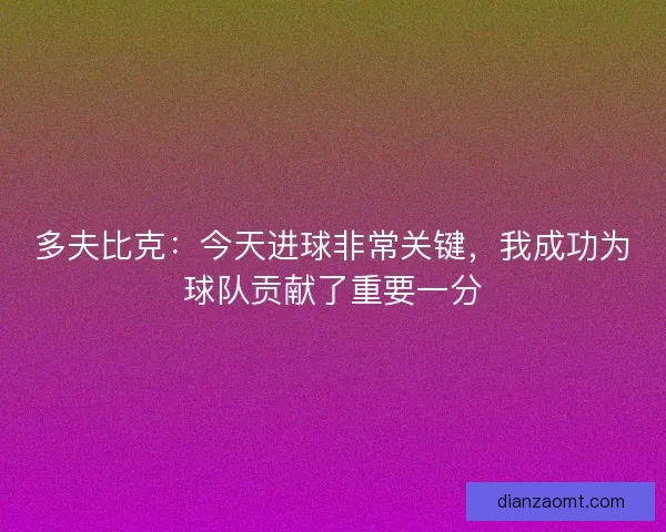 多夫比克：今天进球非常关键，我成功为球队贡献了重要一分