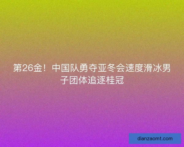 第26金！中国队勇夺亚冬会速度滑冰男子团体追逐桂冠