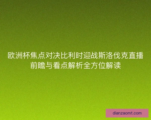 欧洲杯焦点对决比利时迎战斯洛伐克直播前瞻与看点解析全方位解读